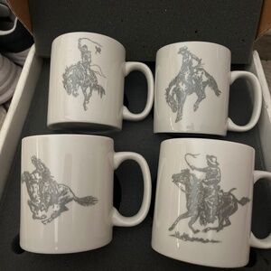 Marlboro Man Vintage Branco riding cowboy 4. coffee cups.